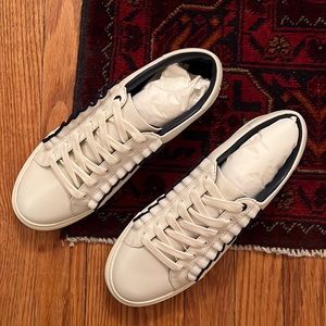 Tory Burch Sport Ruffle Sneaker - 8.5 - White w/ Navy - Leather / Designer